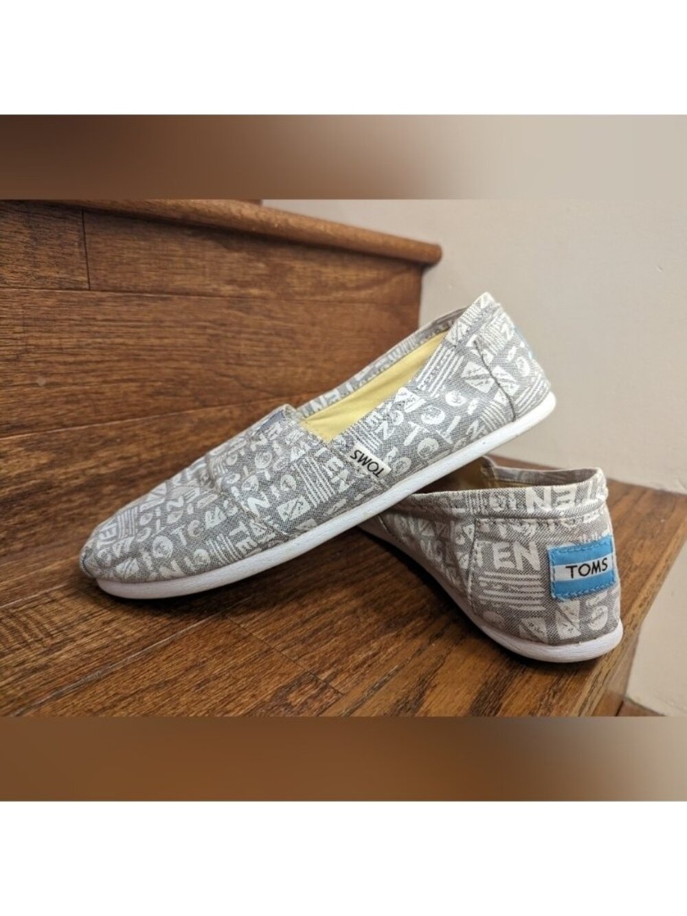 Toms gray and white canvas Classic Heritage Canvas Upper Size 8